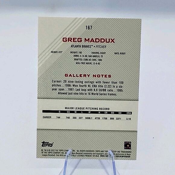2022 Topps Gallery - Greg Maddux #167 - Picture 5 of 5